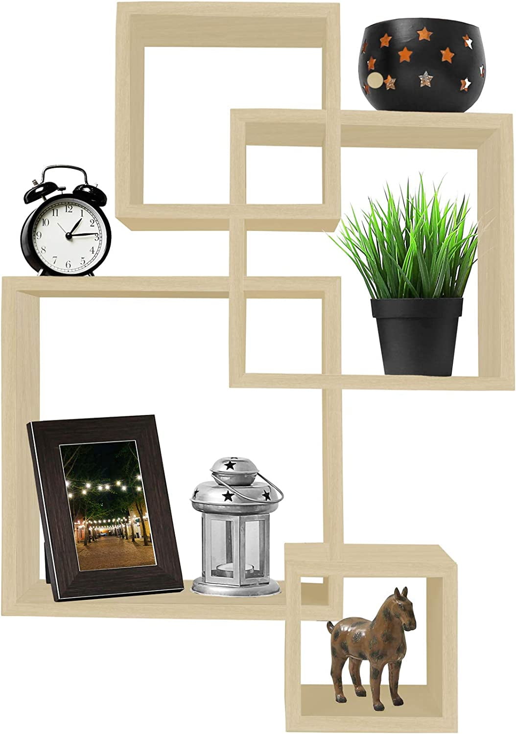 Photo inspiration: Visual Reference: 4 Cube Intersecting Shelves Easy To Assemble Floating Wall Mount