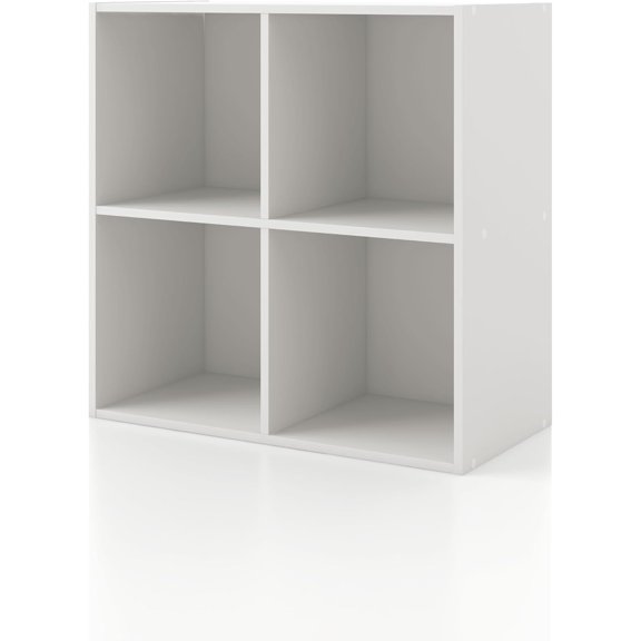 4-Cube Stackable Wood Storage Organizer Shelves White Bestseling