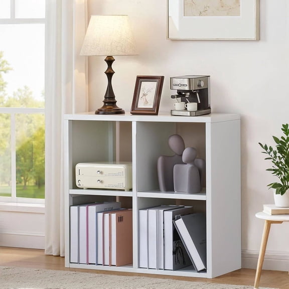 4-Cube Steel Book Shelf  Open Display Storage Organizer for Living Room, Office, or Garage