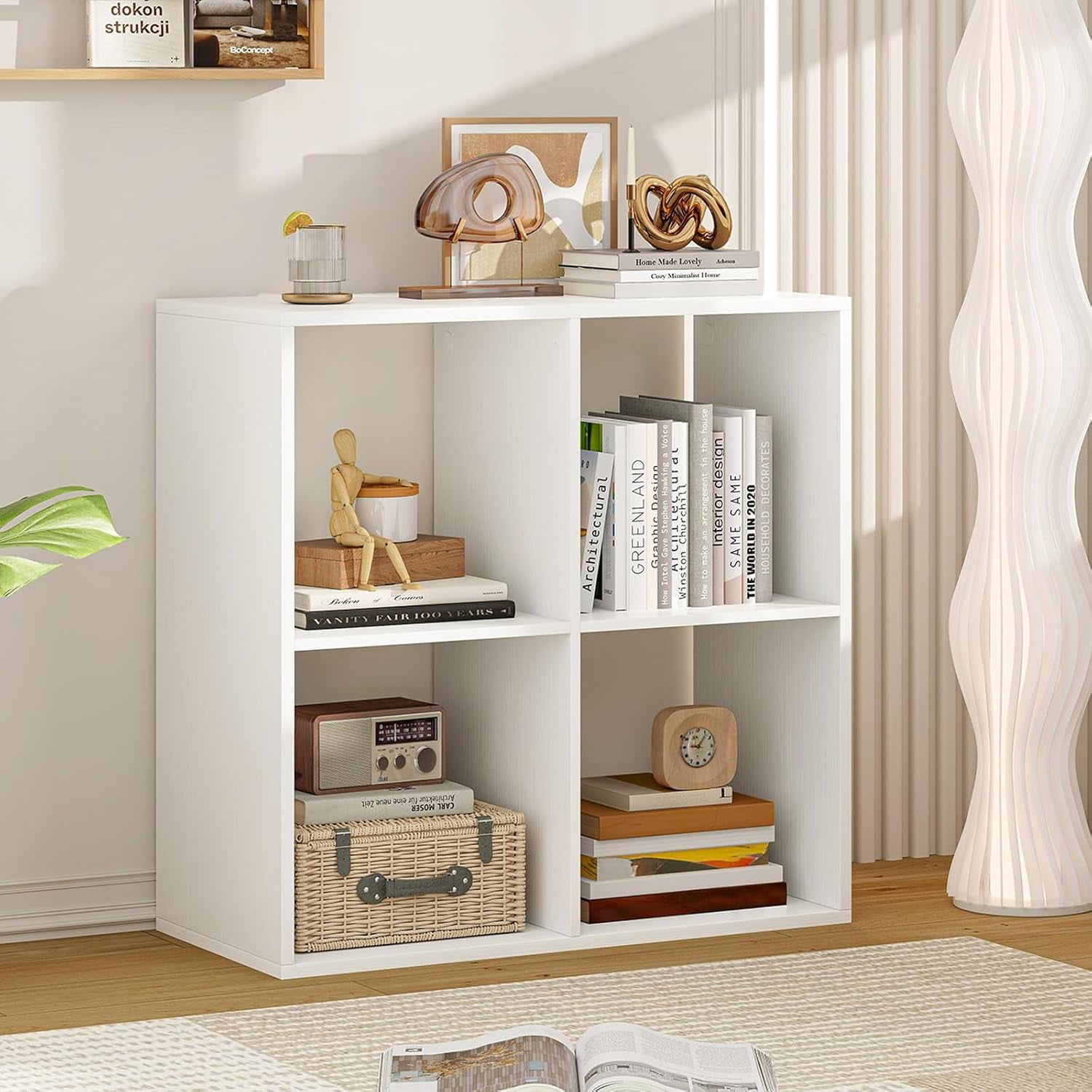 4 Cube Storage Organizer, 2 Tier Floor Standing Bookcase, Small ...