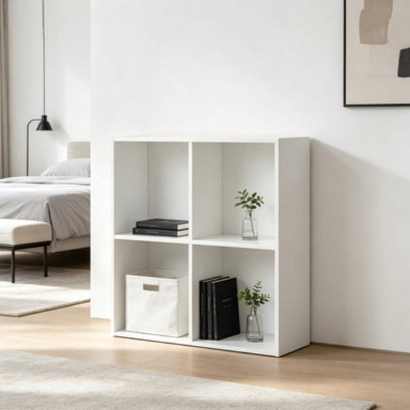 4 Cube Storage Organizer Bookcase, Modular Cube Storage Unit, Multipurpose Bookcase For Bedroom, Living Room And Home Office