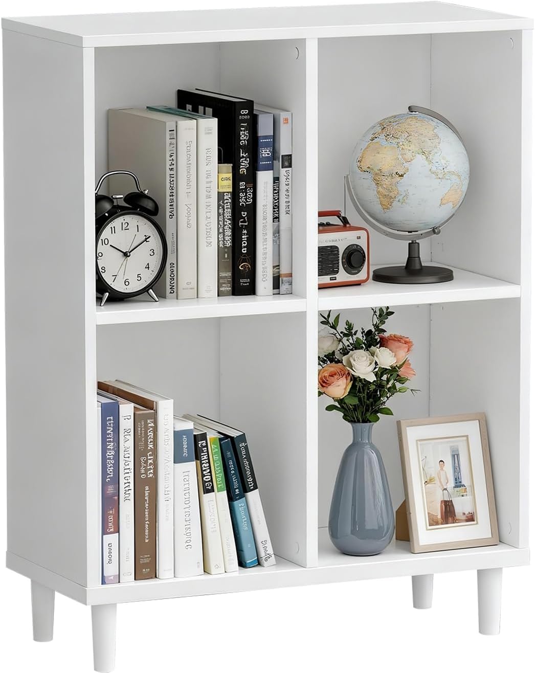 4 Cube Storage Organizer |Cubby Shelf | Small Book case |Small White ...