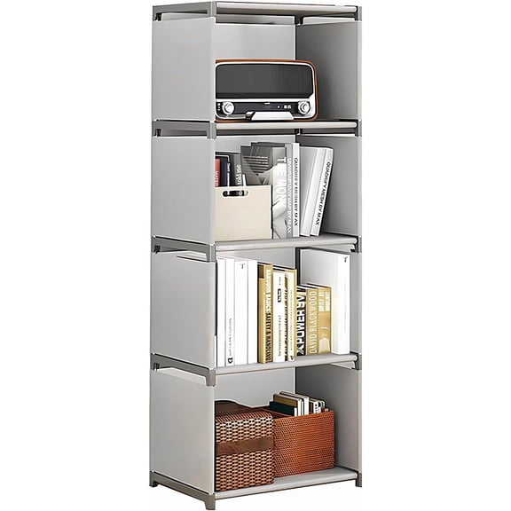 4-Cube Storage Organizer Shelf Tool-Free Assembly Cube Bookcase for Bedroom, Closet & Small Spaces, Bookshelf Organizer for Kids Clothes & Nursery
