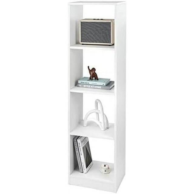 4 Cube Vertical Bookcase 56\u201D Tall Narrow Freestanding Bookshelf