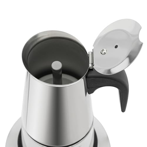 4 Cup 200ml Coffee Pot with Electric Stove, Stainless Steel Moka Espresso Pot Maker, 6.8 oz Induction Italian Coffee Machine for Offices, Restaurants, Lounge Bars, Cafes