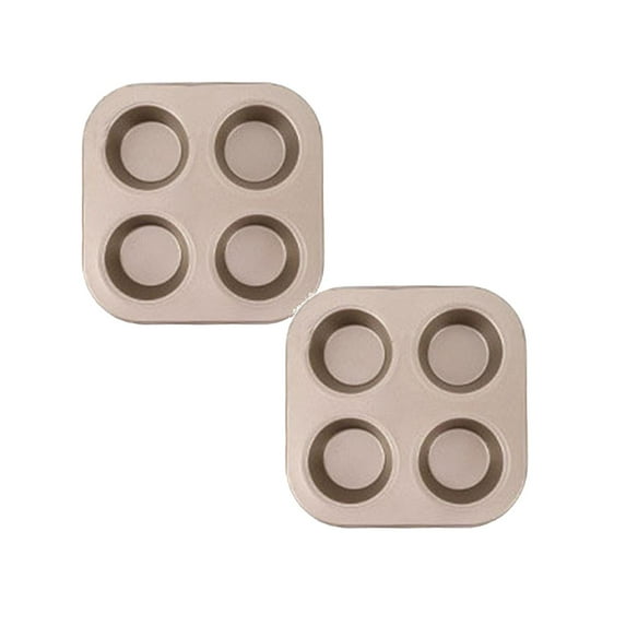 4 Cup Cupcake Pan Non Stick Easy To Clean Baking Pan Air Fryer Small Oven Round Bakeware 2 Colors Cake Mould Baking Tray for Home Cooking