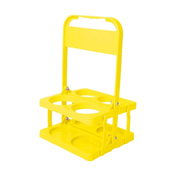 4 Cup Drink Carrier With Handle,7.8*7.0*13 Inch Heavy-Duty Reusable Plastic Cups Holder Cup Carrier Tray Rack for Delivery, Doordash, Car, Coffee, Beer, Restaurant Take Out Catering,1Pc,Yellow