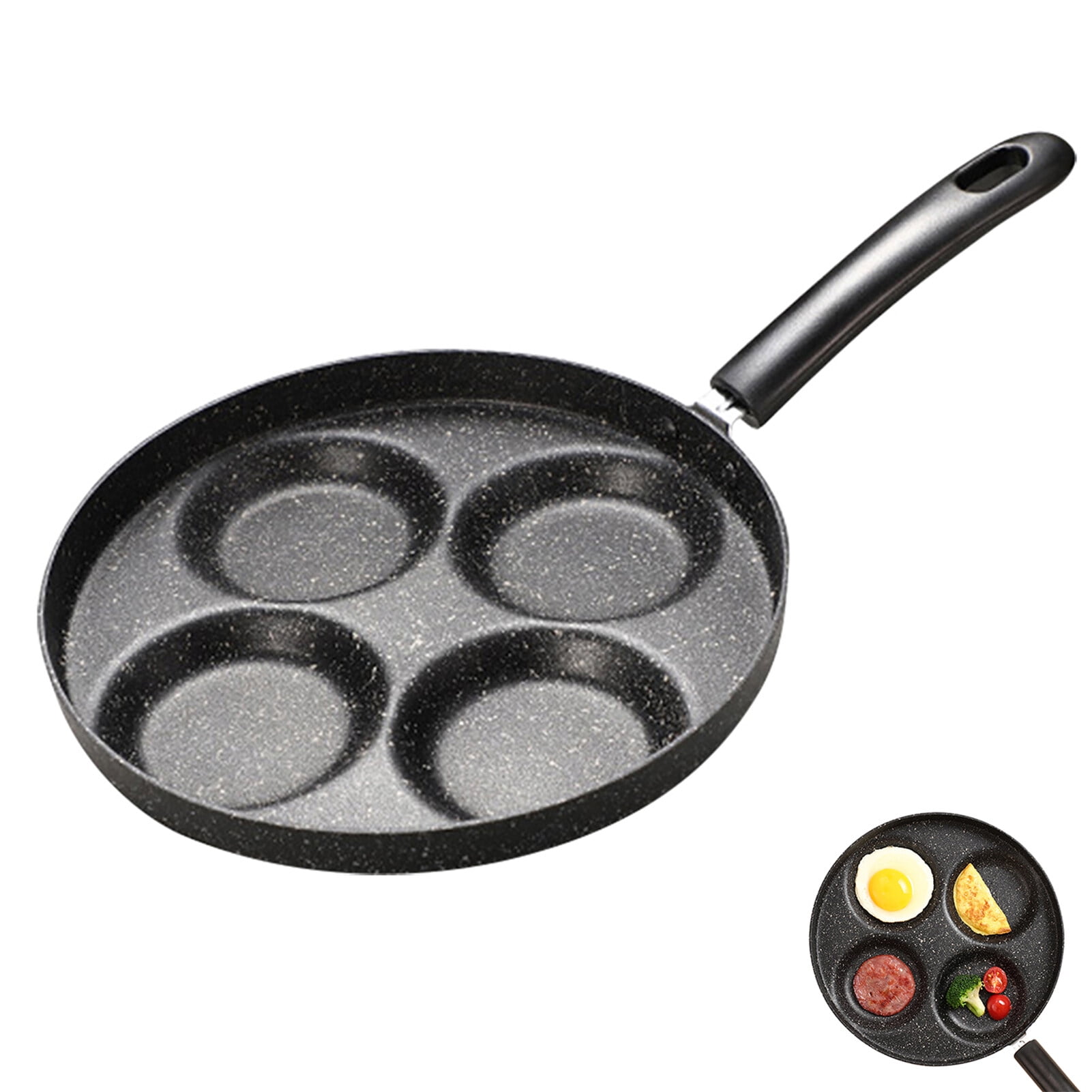 4-Cup Egg Frying Pan Non Stick Egg Cooker Pan 4-Cup Omelette Pan Round Burger Pancake Pan Aluminium Alloy Egg Pan Cookware for Gas Stove