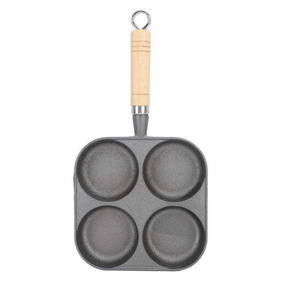 4,Cup Egg Pan: Non,Stick Iron Cookware With Wooden Handle, Perfect For Fluffy Omelets  Easy Breakfasts