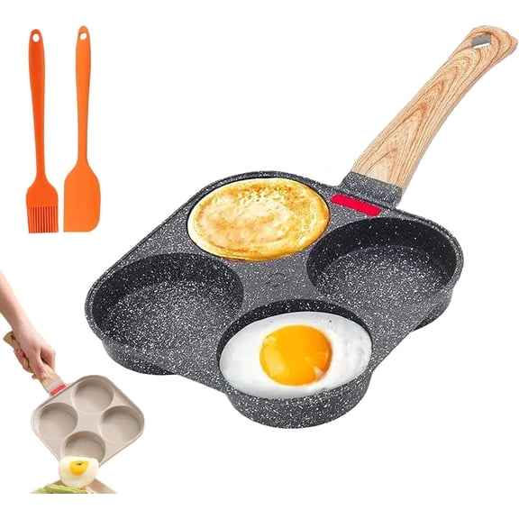 4 Cup Egg Pan Nonstick, Granite Coated Breakfast Skillet for Eggs, Pancakes, Omelettes Crepes, Induction Gas Stove Compatible Healthy Pancake Pan