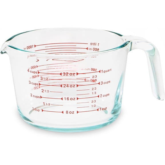 4-Cup Glass Measuring Cup for Baking & Cooking, Heat Resistant Kitchen Measuring Jug, Dishwasher, Freezer, Microwave & Oven Safe, Essential Kitchen Tool for Home Cooking & Baking