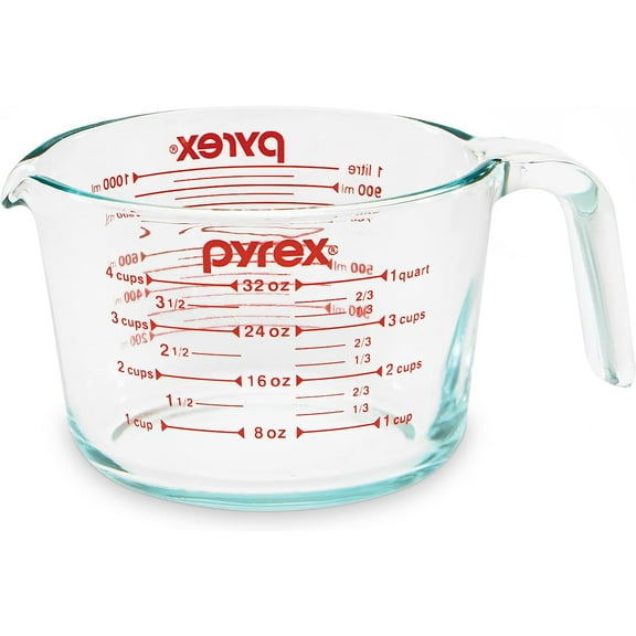 4-Cup Glass Measuring Cup For Baking and Cooking, Dishwasher, Freezer, Microwave, and Preheated Oven Safe, Essential Kitchen Tools
