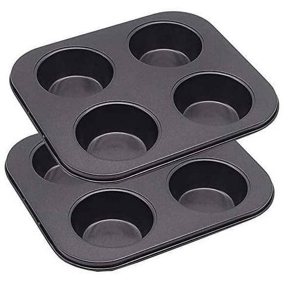 4 Cup Muffin Pan 2 Pcs (8.5 X 7.48 Inch) Air Fryer Small Oven Cupcake Baking Pan Non Stick No Toxic Bakeware