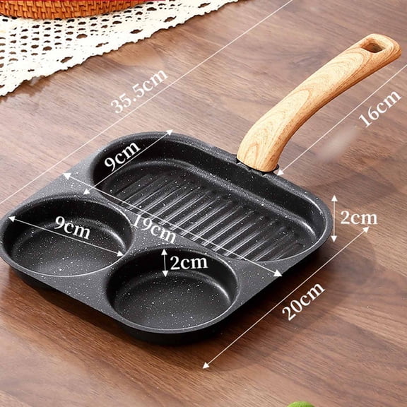 4-Cup Multi-Compartment Egg Frying Pan, Non-Stick Breakfast Skillet for Pancakes Sausage and Omelets, Aluminum Griddle Cookware for Efficient Morning Cooking