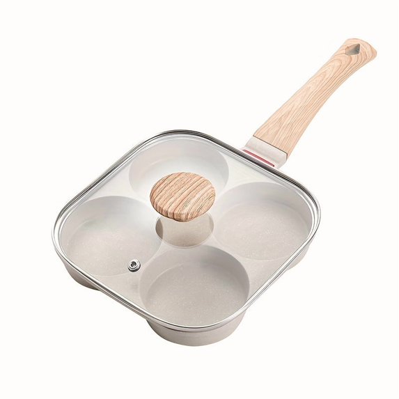 HUPECHAM 4-Cup Nonstick Egg Pan - Granite Coating, Breakfast Skillet For Eggs, Pancakes, Plett