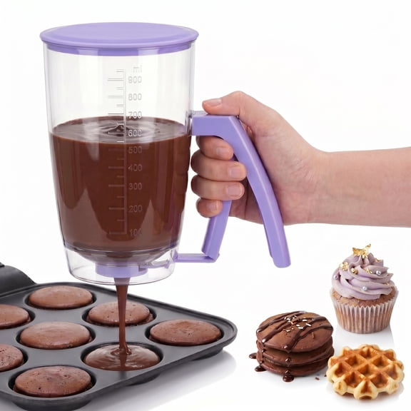 4-Cup Pancake Batter Dispenser with Squeeze Handle  Portion-Control Valve for Pancakes, Waffles, Brownies & Crepes, Kitchen Prep Tool