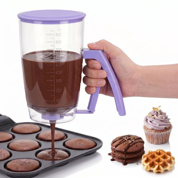 4-Cup Pancake Batter Dispenser with Squeeze Handle — Portion-Control Valve for Pancakes, Waffles, Brownies & Crepes, Kitchen Prep Tool