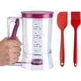 thumbnail image 1 of 4 Cup Pancake Cupcake Batter Dispense, 900mL Dispenser For With Measuring Label Squeeze Handle Bracket and Silicone food brush for Cupcakes Crepes, Cake or Any Baked Goods, 1 of 4