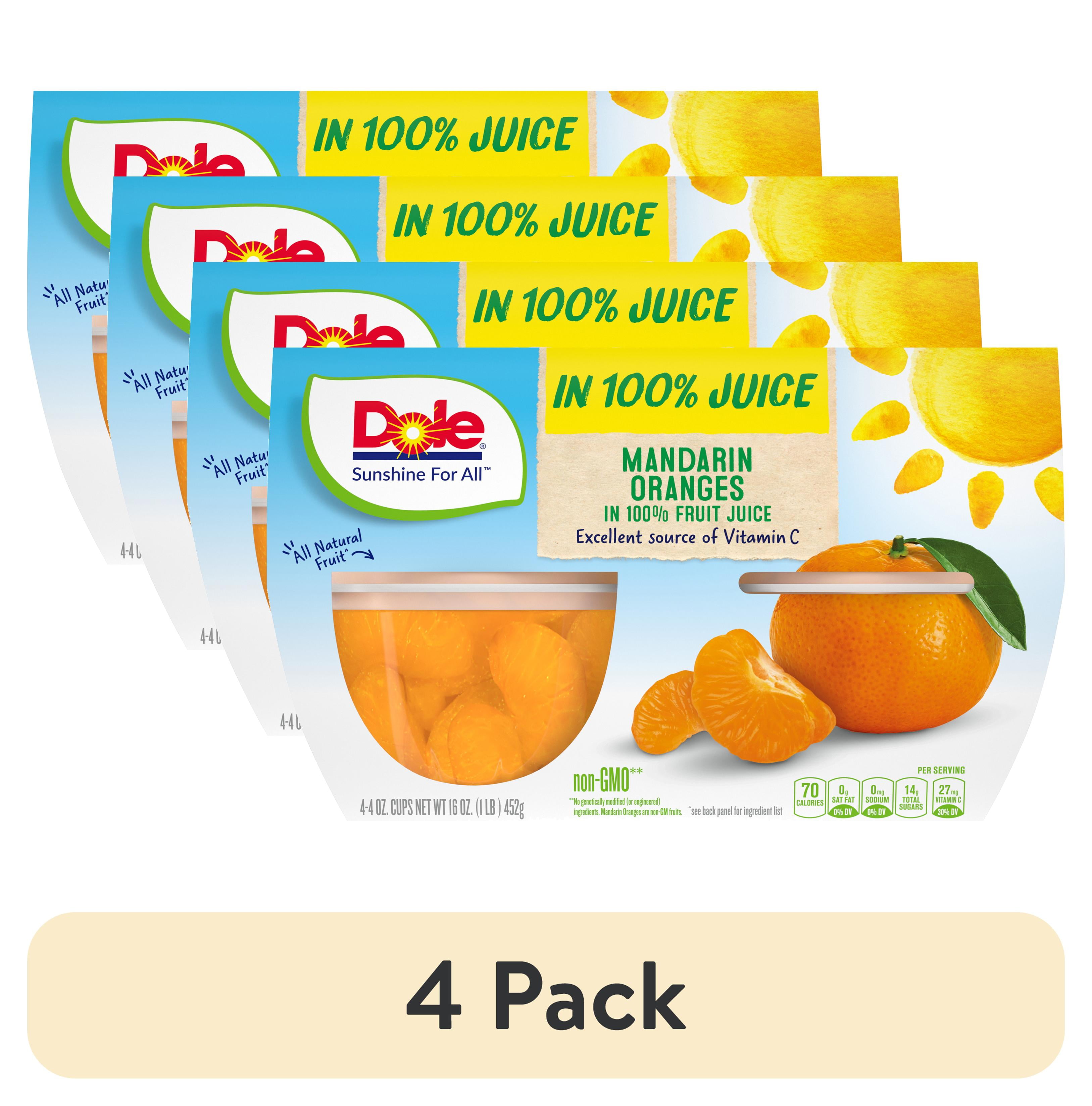Dole® Fruit Bowls® Mandarin Oranges In 100% Fruit Juice Cups, 4 ct