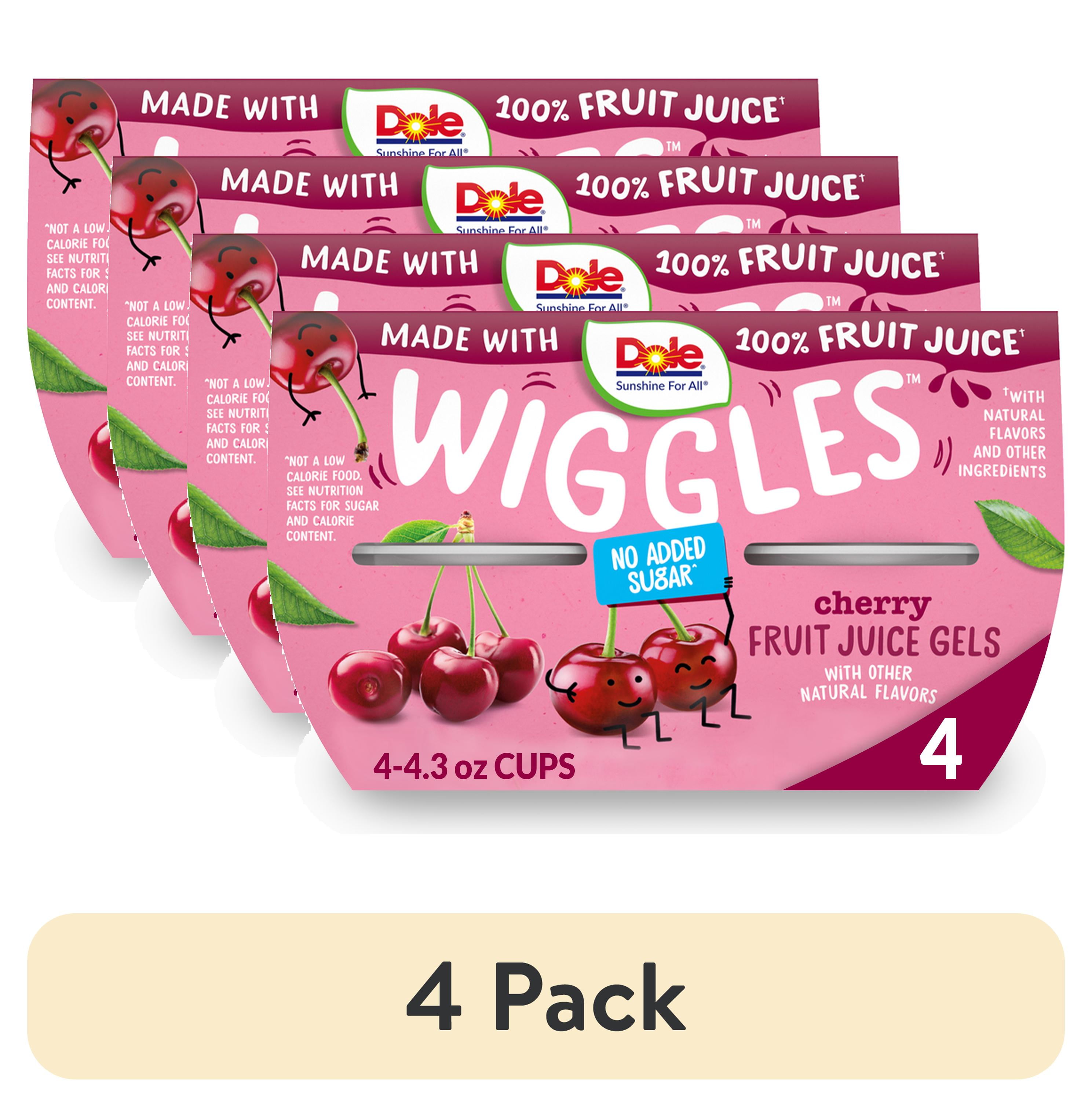 (4 pack) Dole Wiggles Cherry Fruit Juice Gels, 4.3 oz (4 Cups)
