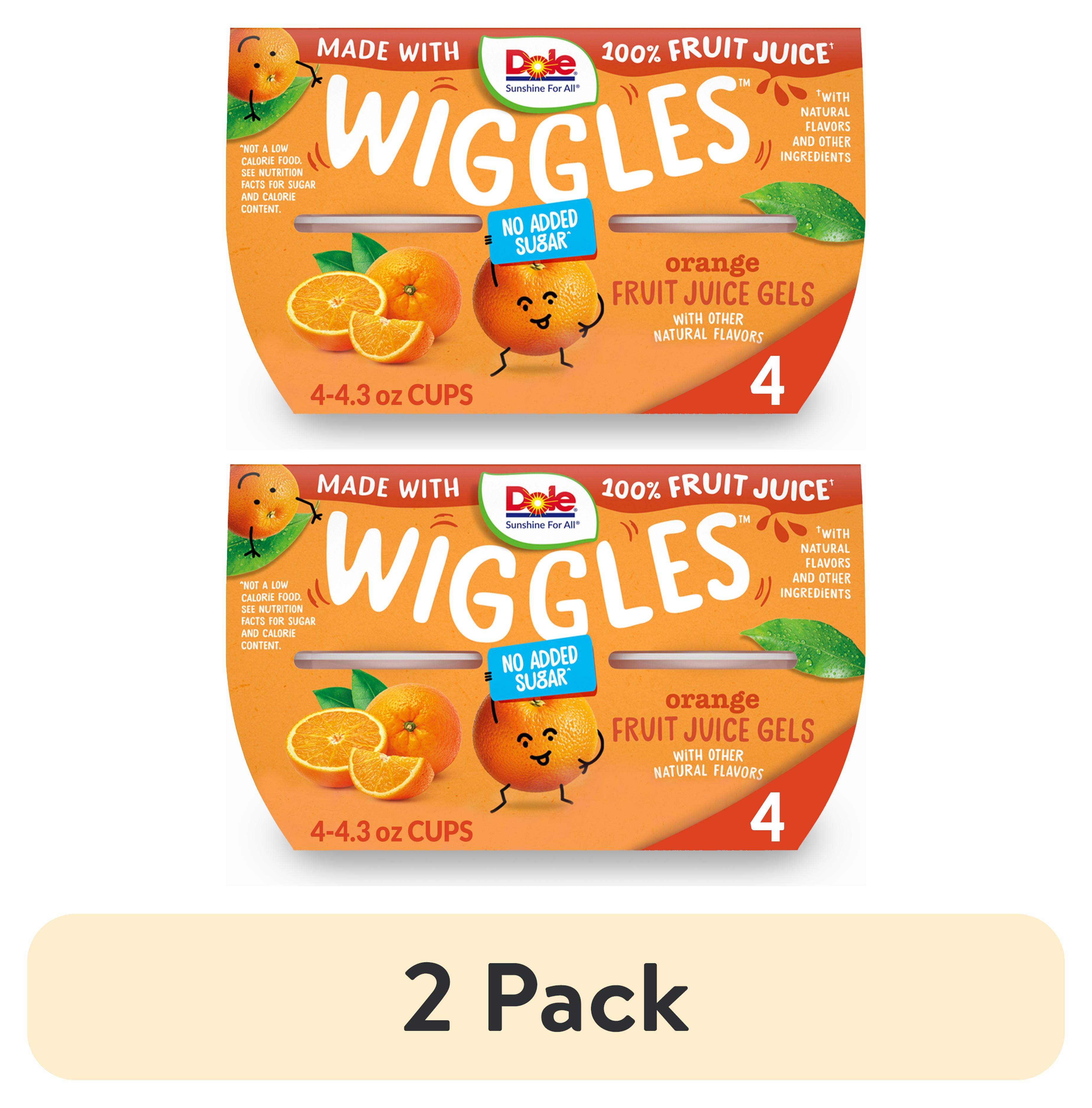 (2 pack) Dole Wiggles Orange Fruit Juice Gels, 4.3 oz (4 Cups