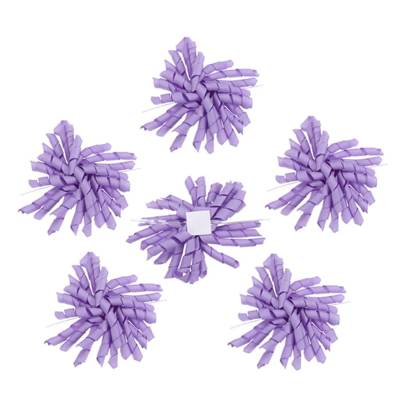 Uxcell 4" Curly Bows for Gift Wrapping, 6Pcs Self Adhesive Twist Tie Grosgrain Ribbon Bow for Treat Bag Christmas Birthday Gift Box Party Favors Decor, Purple