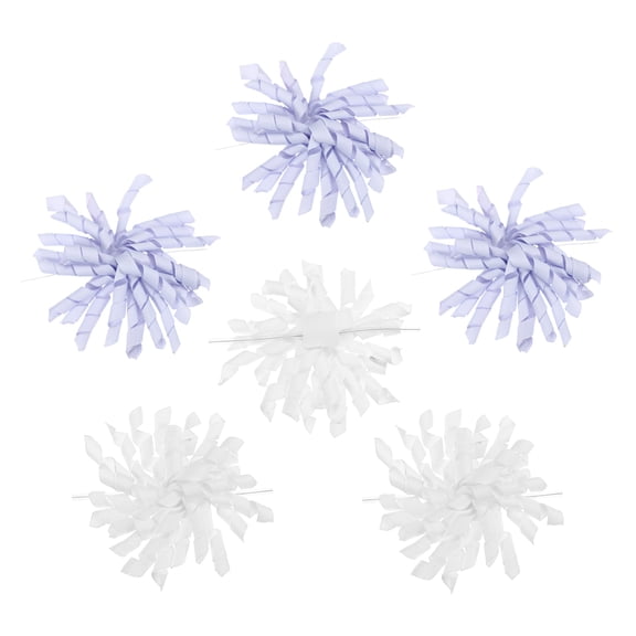 Uxcell 4" Curly Bows for Gift Wrapping, 6Pcs Self Adhesive Twist Tie Grosgrain Ribbon Bow for Treat Bag Christmas Birthday Gift Box Party Favors Decor, White/Lavender