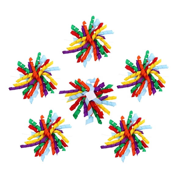 Uxcell 4" Curly Bows for Gift Wrapping, 6Pcs Self Adhesive Twist Tie Grosgrain Ribbon Bow for Treat Bag Christmas Birthday Gift Box Party Favors Decor, Rainbow