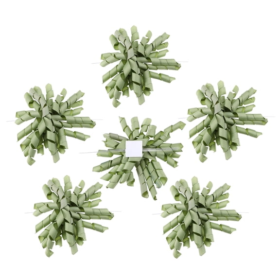 Uxcell 4" Curly Bows for Gift Wrapping, 6Pcs Self Adhesive Twist Tie Grosgrain Ribbon Bow for Treat Bag Christmas Birthday Gift Box Party Favors Decor, Light Green