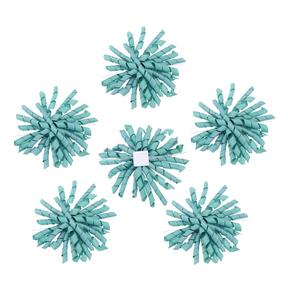 Uxcell 4" Curly Bows for Gift Wrapping, 6Pcs Self Adhesive Twist Tie Grosgrain Ribbon Bow for Treat Bag Christmas Birthday Gift Box Party Favors Decor, Fog Blue