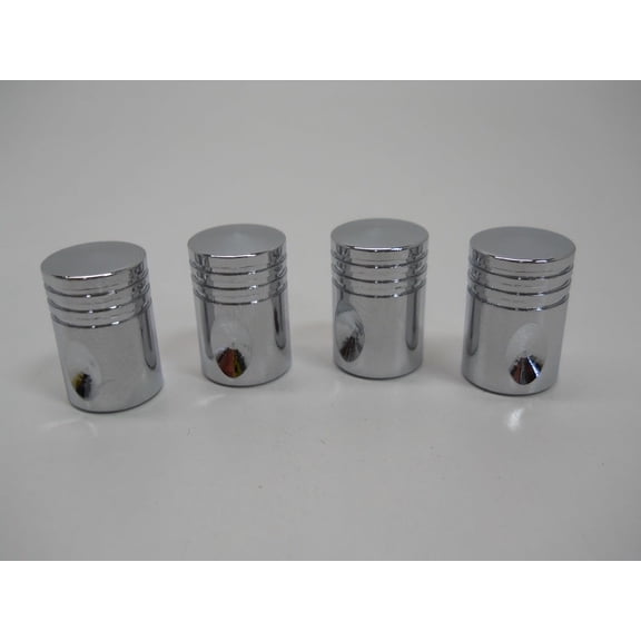(4) Custom Chrome Metal Piston Style Wheel Tire Valve Stem Covers Caps