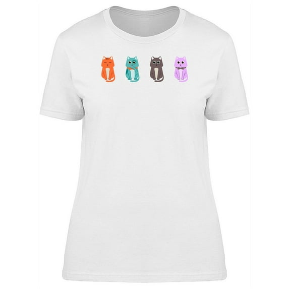 4 Cute Cats Different Colors T-Shirt Women -Image by Shutterstock, Female Medium