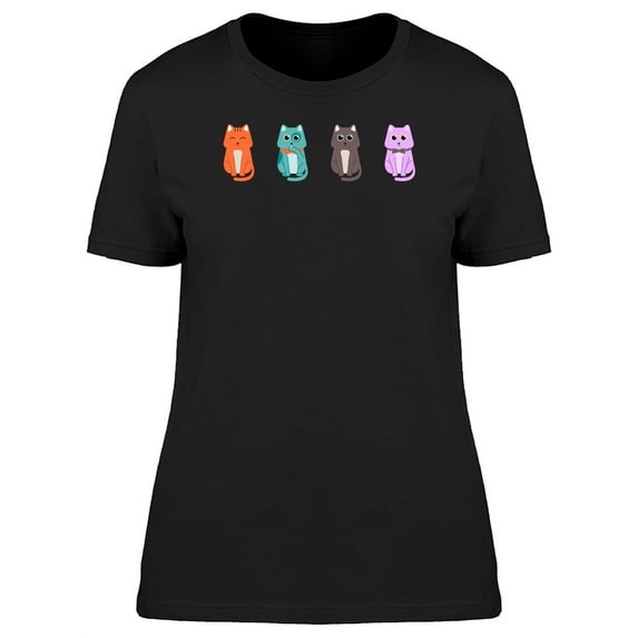4 Cute Cats Different Colors T-Shirt Women -Image by Shutterstock, Female XX-Large