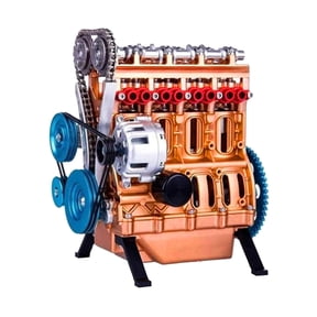 4-Cylinder Resin Engine Model - Desktop Decorative, Handcrafted Details, Educational Display - for Adult Collectors and Mechanical Enthusiasts