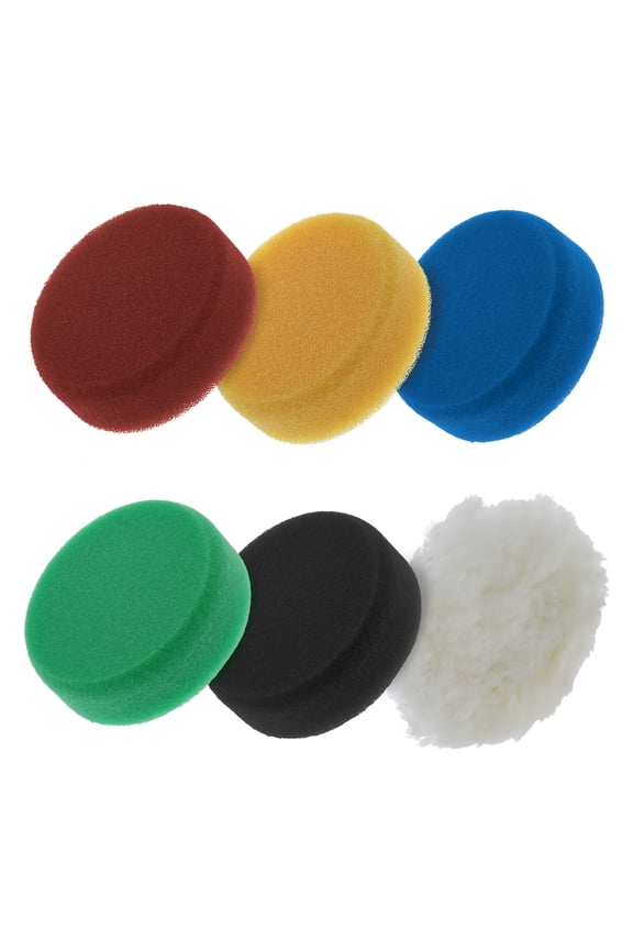 4" DA Pad Kit 5 Foam & 1 Wool Grip Polishing Pads, Buff Polish Detail Car Boat