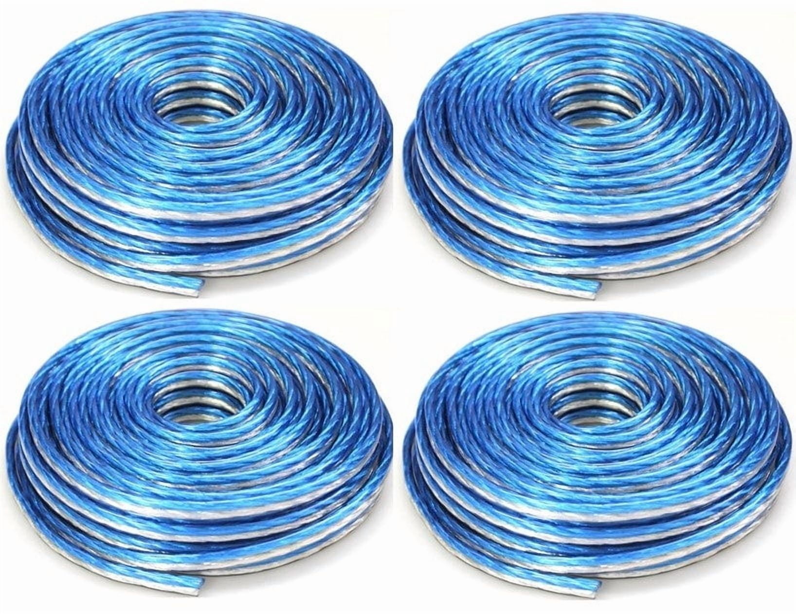 4 DC Sound DSWT18B100 18 Gauge Premium Speaker Wire 100ft Clear Blue/White