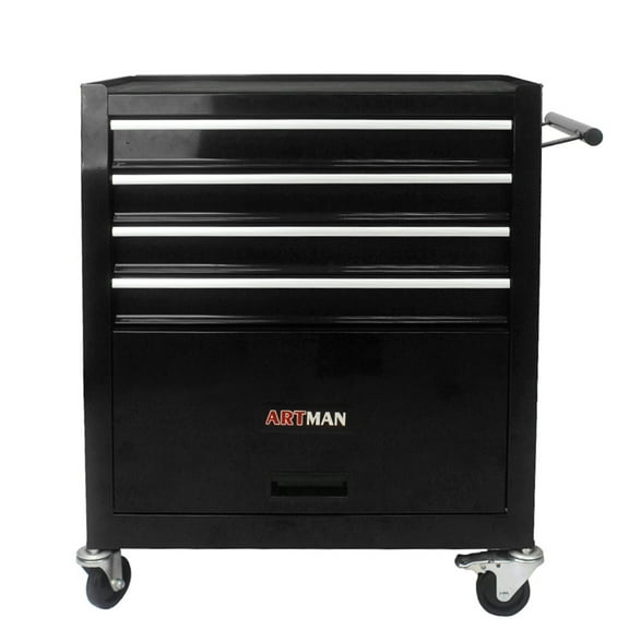 4 DRAWERS MULTIFUNCTIONAL TOOL CART WITH WHEELS-BLACK