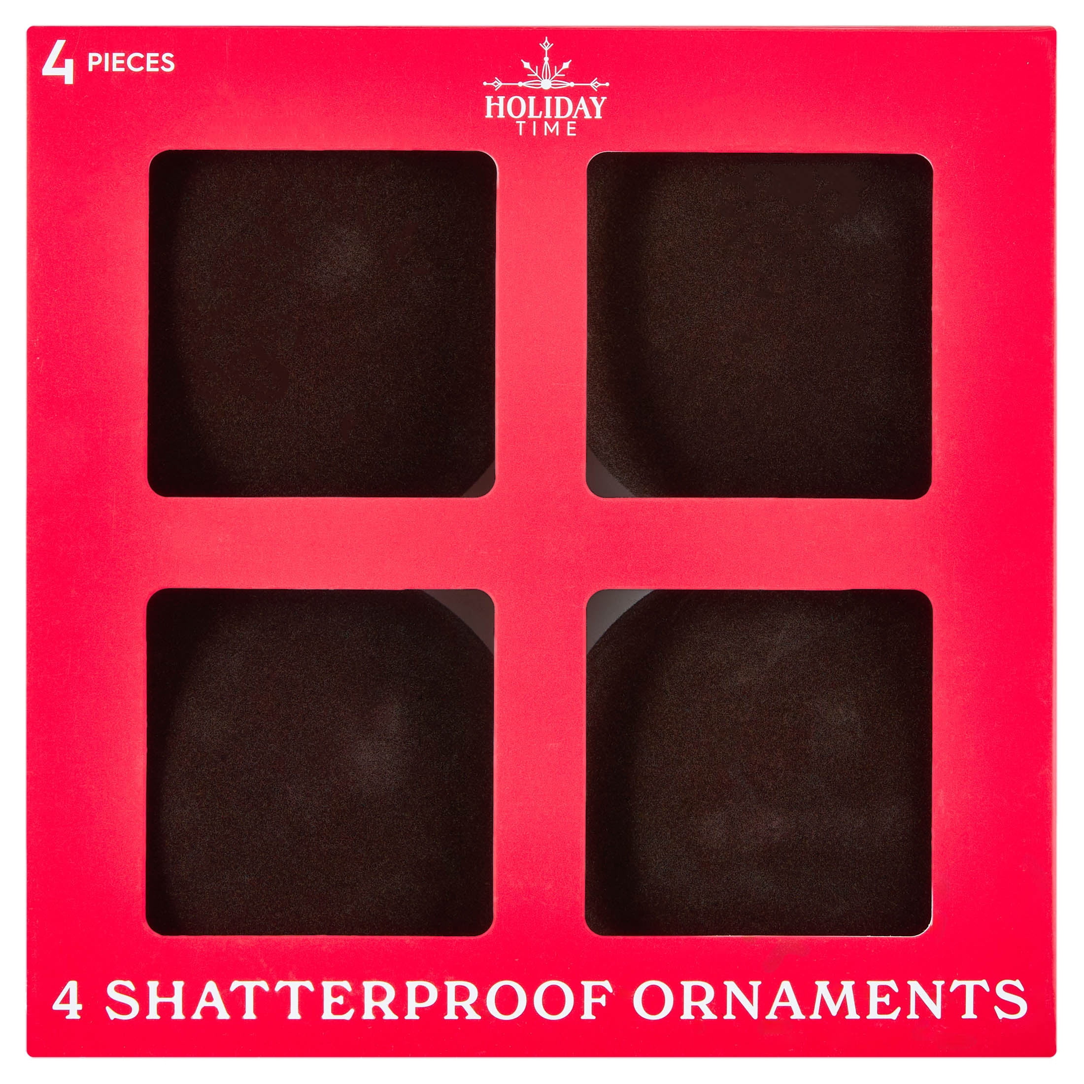 4-Count Dark Brown Velvet-Feel Ball Shatterproof Christmas Ornaments, 4.5", by Holiday Time