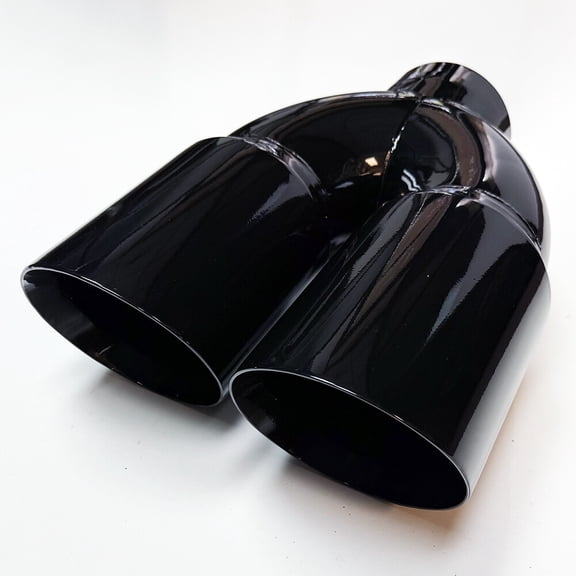 4" DUAL 6" DIESEL EXHAUST TIP 5.00" STAINLESS STEEL GLOSS BLACK MITER STACK
