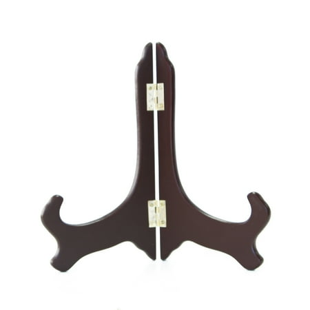 4" Dark Brown Rubber Finished Wooden Plate Easel Display Holder Stand