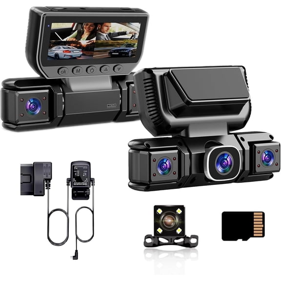 4  Dash Cam Front & Rear for  with Radar Motion Detection,1080P FHD Screen Dash Camera Include Free ODBII Hardwire 24/7 Parking ,360? Camera with WiFi,Loop Record,Night Vision