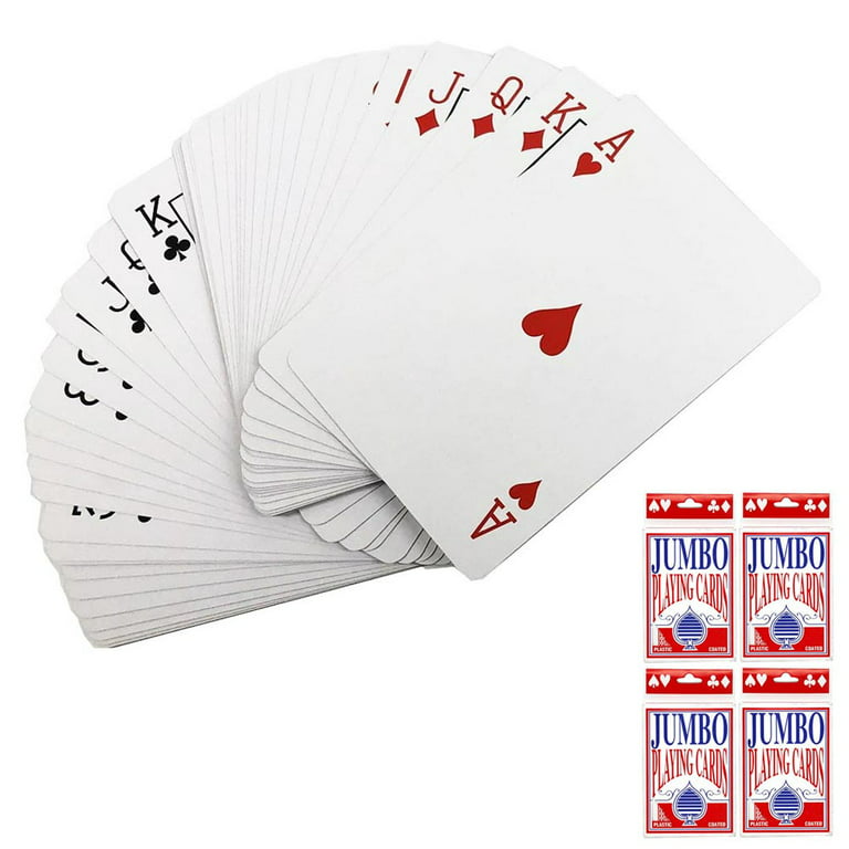 4 Deck Playing Cards Poker Rummy Canasta Jumbo Card Games Family Euchre  Pinochle