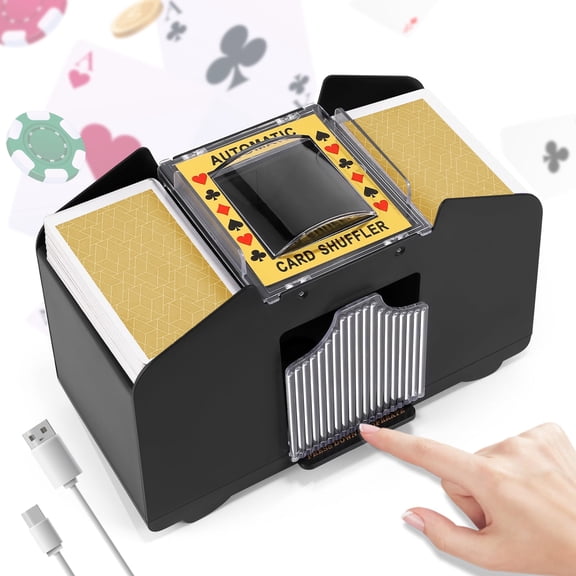 4 Decks Automatic Card Shuffler, USB-C/Battery-Powered Shuffler for UNO, Phase10, Texas Hold'em, Poker, Home Card Games, Blackjack, Party Club, No Poker