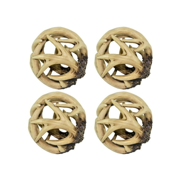 4 Decorative Balls Entwined Spherical Rattan Faux Deer Antler Ball Lodge Cabin
