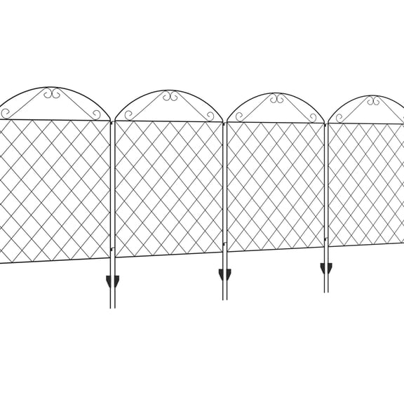 4 Decorative Steel Garden Fence, 11.4' L X 43" H, Rust- Border For Yard, Landscape, Patio, Outdoor With Curved Vines H Fencing, 4 Panels, Steel,