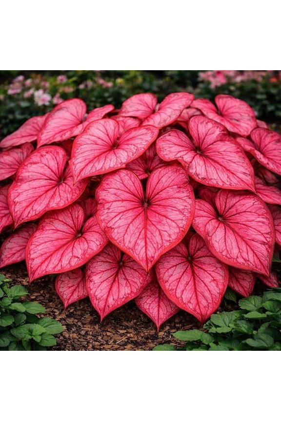 4 Desert Sunsest Caladium Bulbs for Planting - Beautiful Spotted Leafs Stand Out - Perennial Hosta, Fancy (4 Bulbs)