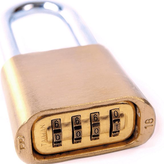 4 Dial Bottom Resettable Combination Brass Padlock with 4-Inch Hardened Steel Shackle and 10,000 Potential Combinations