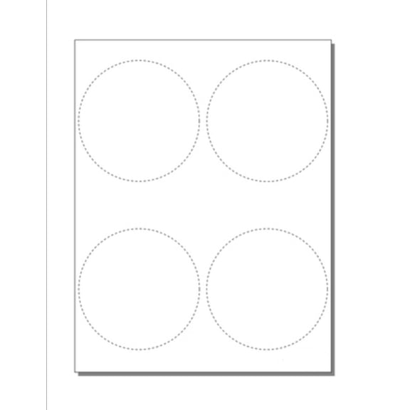 4" Diam Circle-Perfed Button Blanks, 4-UP on 8.5" x 11" White Bond - 100 Sheets
