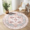 thumbnail image 1 of 4' Diameter Vintage Area Rug for Living Room,Non-Slip Machine Washable Carpet,Low-Pile Soft Rug for Bedroom Dormitories Kitchen Entryway,Pink, 1 of 5