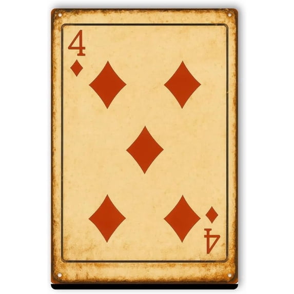 4 of Diamonds Metal Poster by DC | Vintage Tin Sign Wall Art for Indoor ...